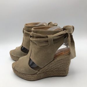 KANNA Beige SUEDE Tie Back WEDGE Platform SHOES 37